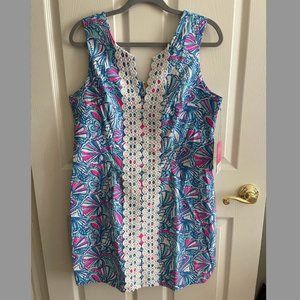 NWT Lilly Pulitzer My Fans Blue Pink Shift Dress Size 16 | Never Worn Before